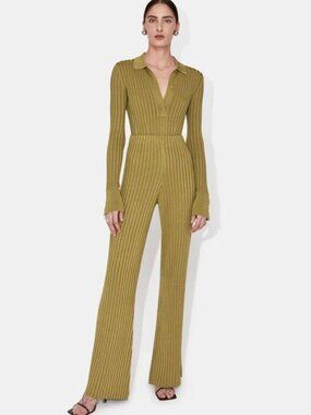 Galvan London RHEA LONG SLEEVE BODY SUIT OLIVE GREEN
